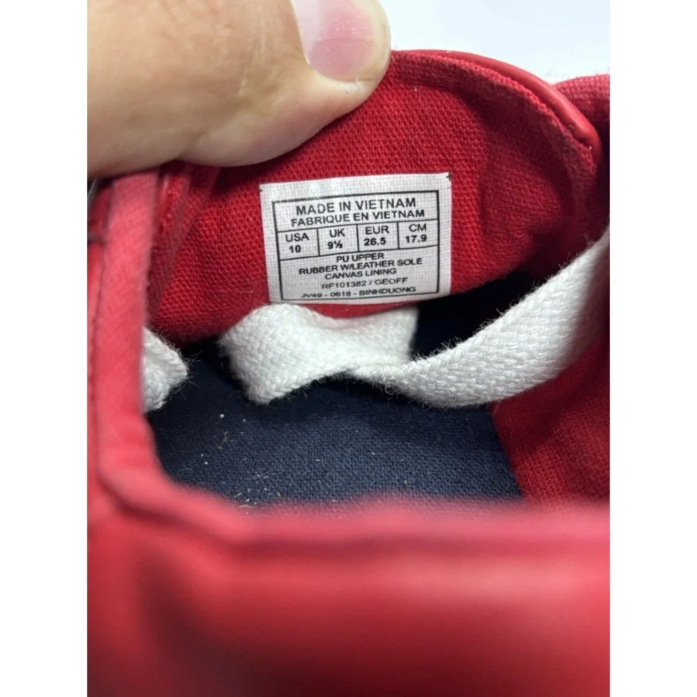 Polo‎ Ralph Lauren Geoff Sneakers Kids 10 Red Navy Low Top Shoes Lace Up